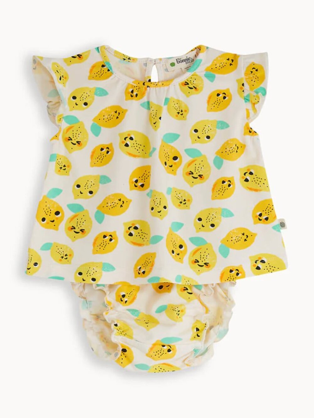 Bonnie Mob Mayflower Frill Sleeve Top And Bloomer Set - Lemon - 12/18 Months